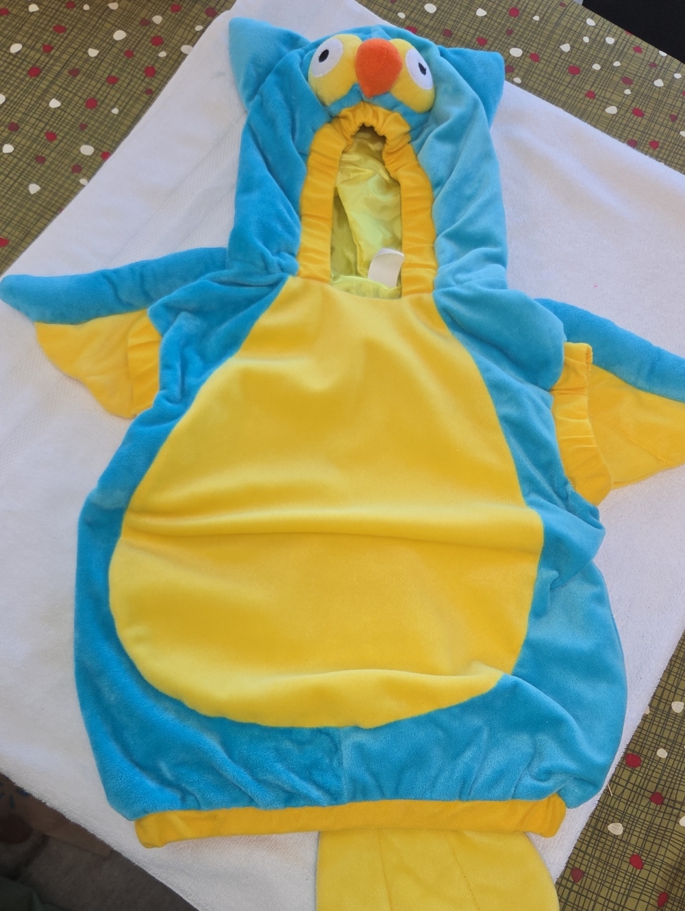 Kids Blue and Yellow   Owl Costume Hoodie -          Sz 4-6 T